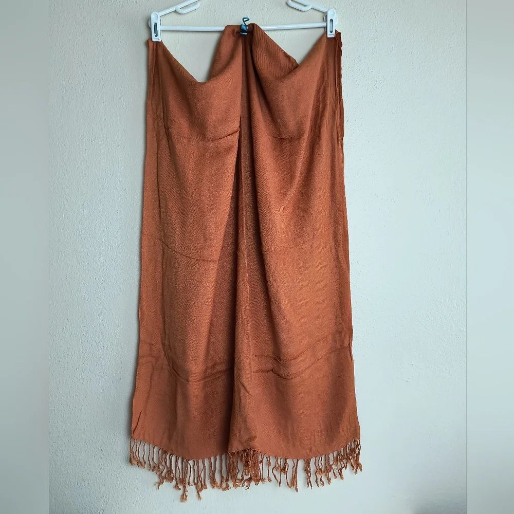 Sandstone Orange Fringed Scarf Wrap 28